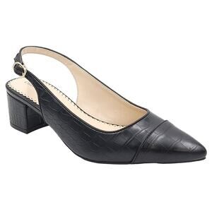 Charter Club Women Pointed Toe Slingback Heels Bryann Size US 6M Black Croc PU